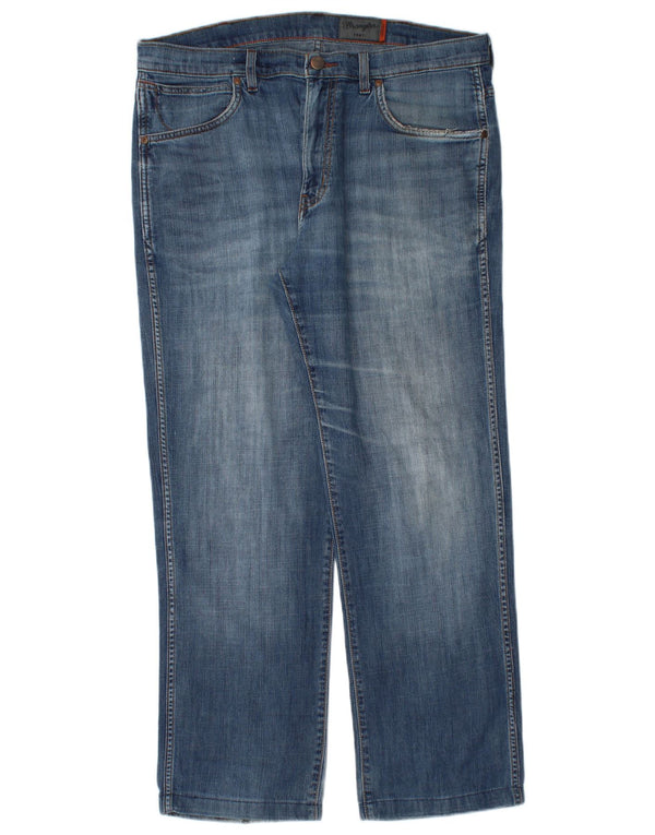 Wrangler Herre Arizona Stretch Straight Jeans W36 L29 Blå Bomuld