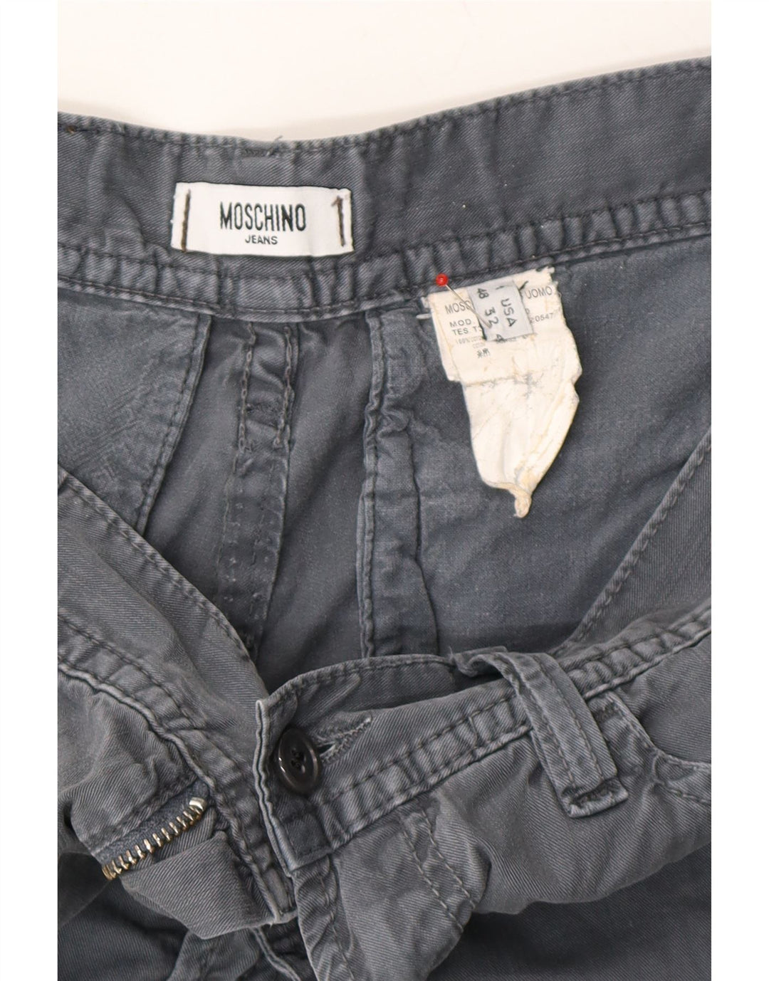 MOSCHINO Mens Slim Casual Trousers W32 L32 Grey Vintage Moschino and Second-Hand Moschino from Messina Hembry 