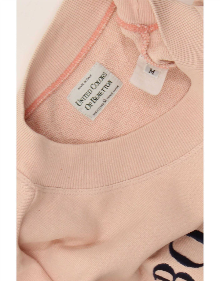 Benetton Womens Grafisk Oversized Sweatshirt Jumper UK 14 Medium Pink