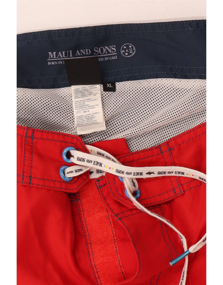 Maui and Sons Badeshorts til mænd XL Rød Colourblock Polyester