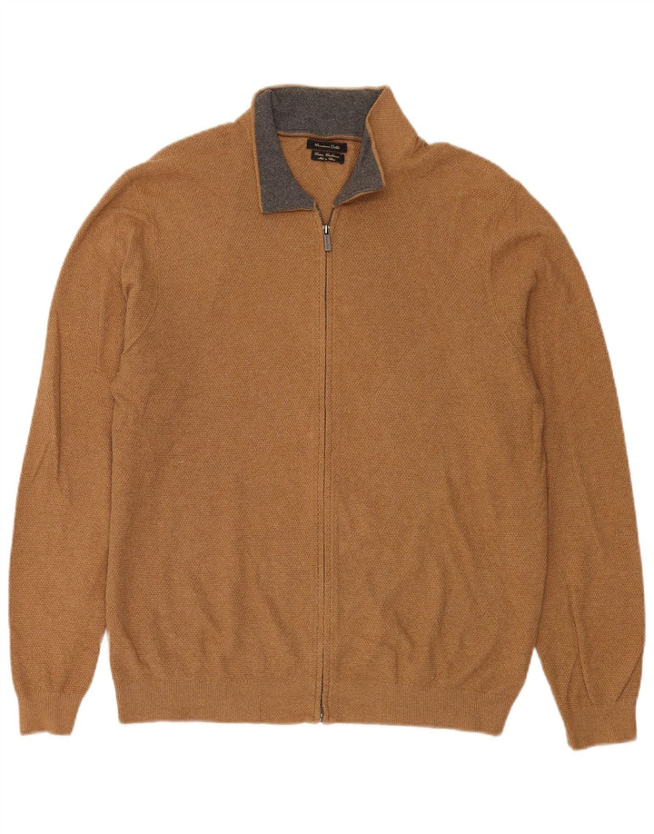 MASSIMO DUTTI Herre cardigan sweater Stor brun bomuld