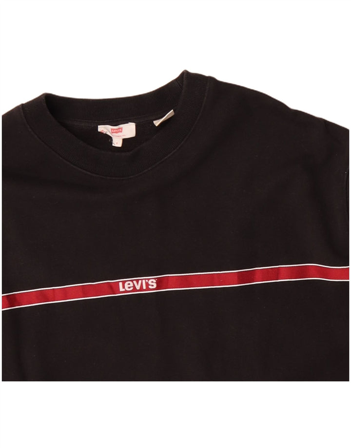Levi's Womens Crop Oversized Sweatshirt Jumper UK 10 Small Black Bomuld