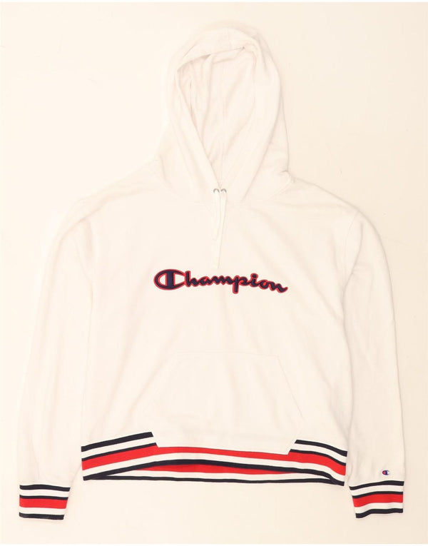 CHAMPION Grafisk hættetrøje til kvinder UK 20 2XL Hvid Colourblock Bomuld
