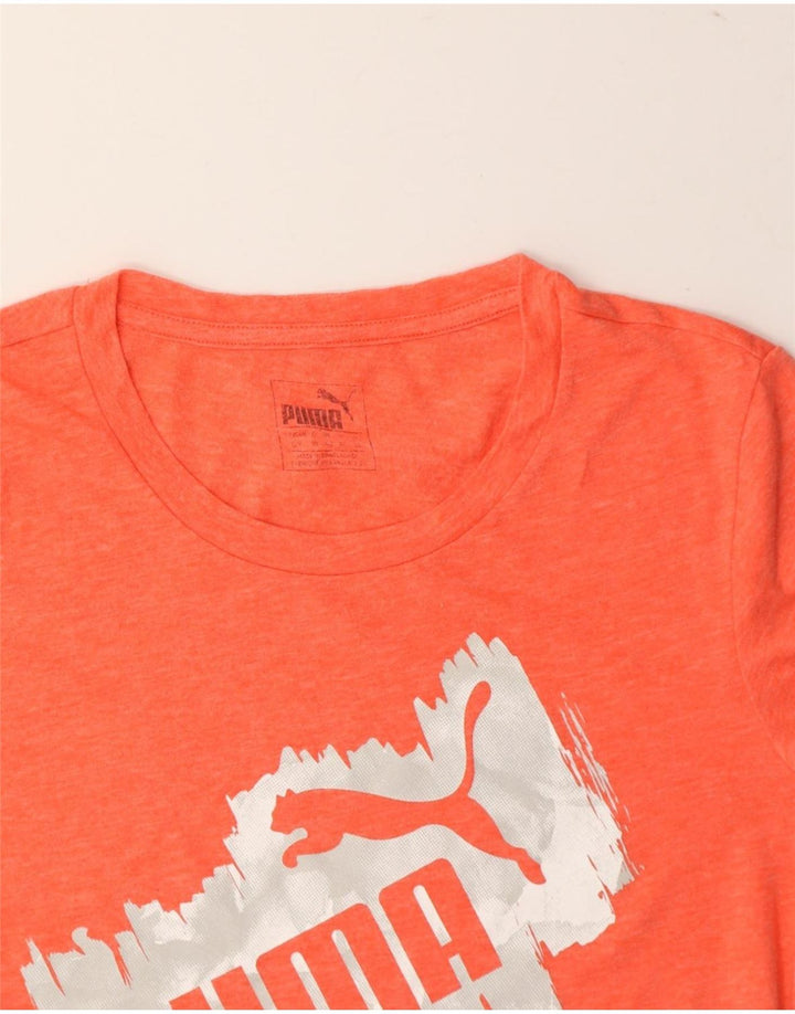 PUMA Womens Graphic T-Shirt Top UK 10 Small Orange Polyester Vintage Puma and Second-Hand Puma from Messina Hembry 