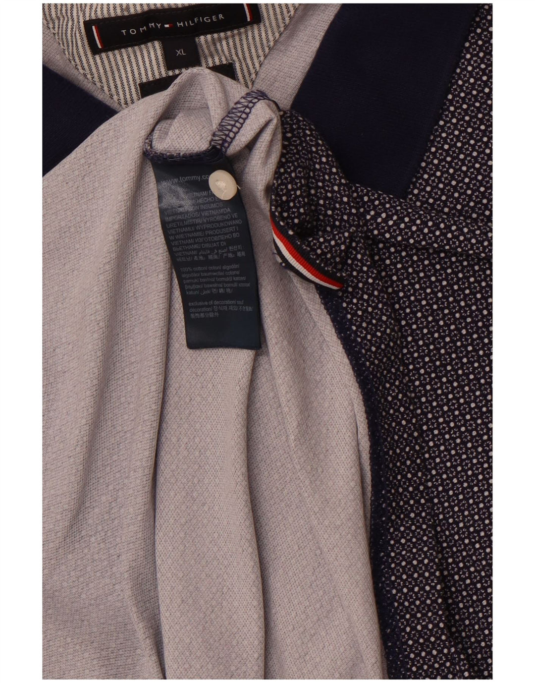 TOMMY HILFIGER Poloshirt til mænd XL Marineblå plettet bomuld