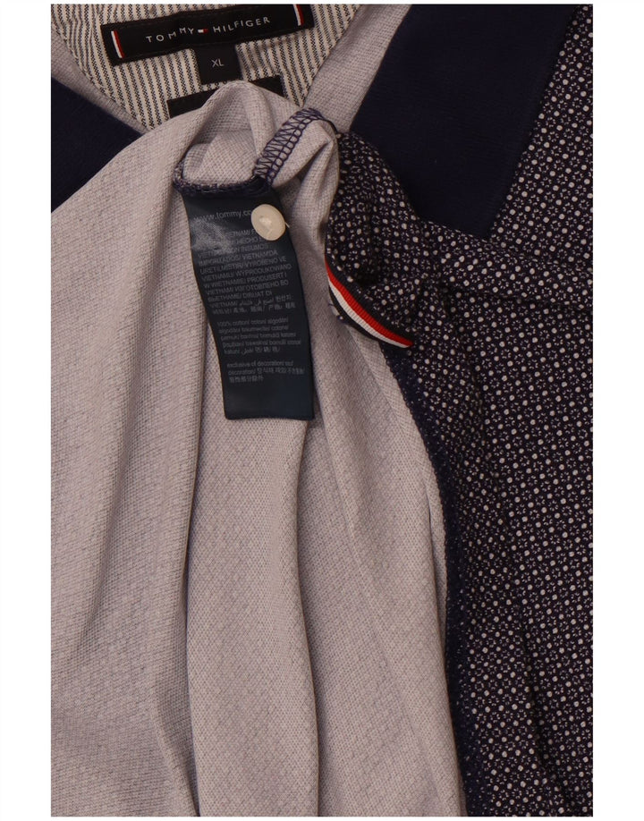 TOMMY HILFIGER Poloshirt til mænd XL Marineblå plettet bomuld