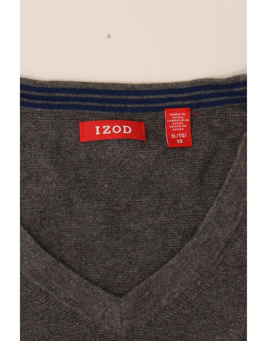 IZOD Mens V-Neck Jumper Sweater XL Grey Cotton Vintage Izod and Second-Hand Izod from Messina Hembry 