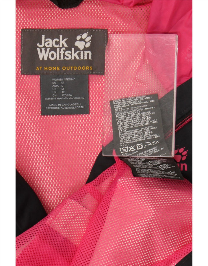 Jack Wolfskin Dame Regnjakke med hætte UK 12 Medium Sort Polyester