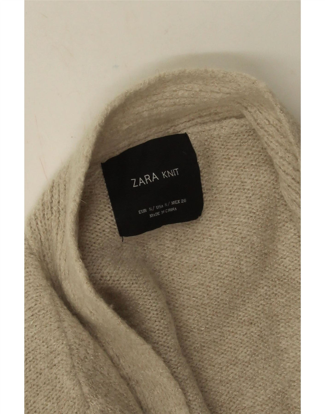 Zara Womens Open Cardigan Sweater UK 10 Small Beige
