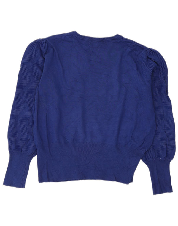 Marks & Spencer Dame Crop Crew Neck Jumper Sweater UK 16 Large Navy Blue