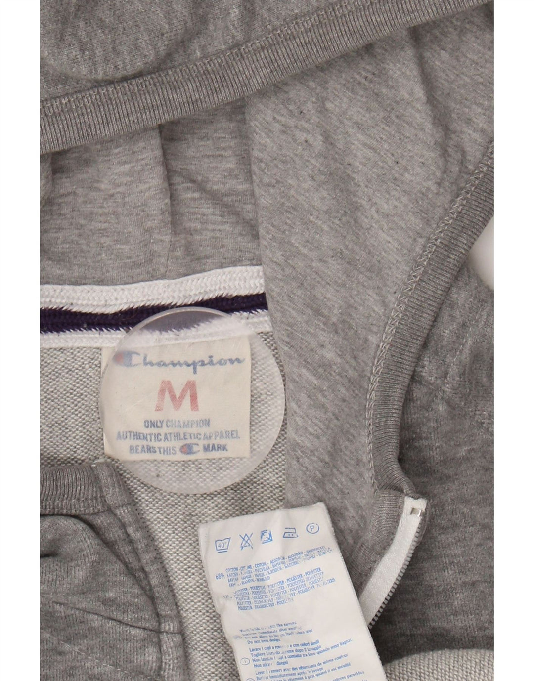CHAMPION Mens Graphic Zip Hoodie Sweater Medium Grey Cotton