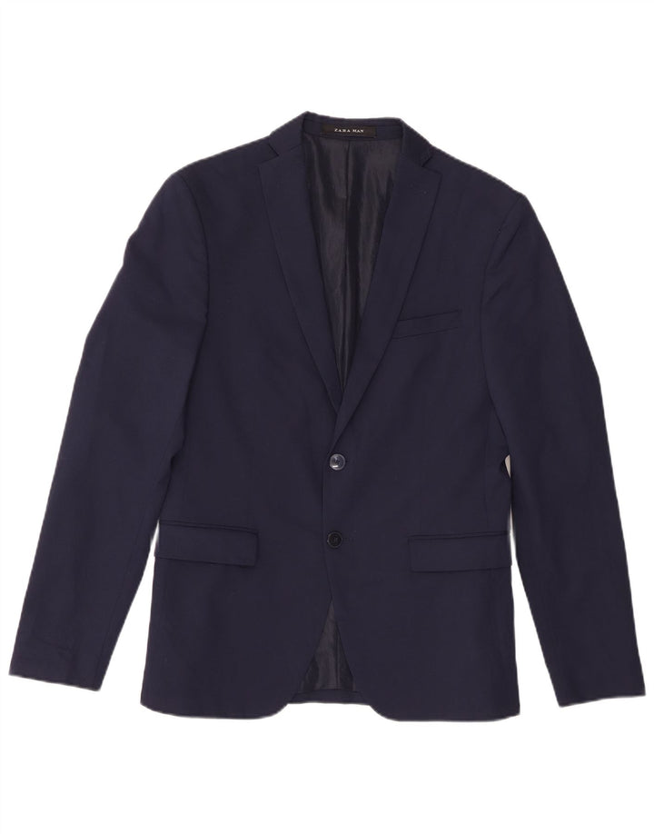 Zara Herre 2-knaps blazerjakke EU 46 Small Navy Blue