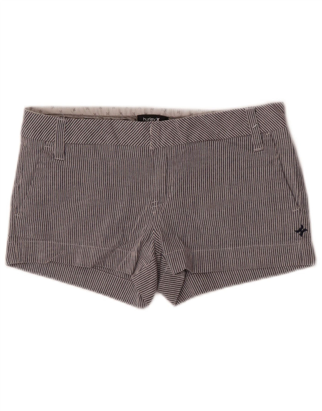 Hurley Womens Hot Pants US 7 Medium W32 blå stribet bomuld