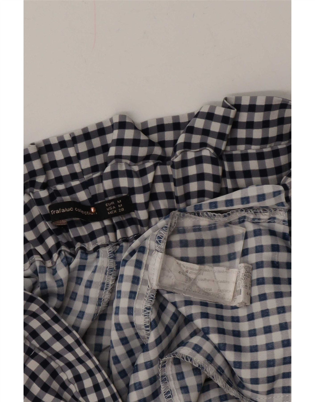 Zara Dame Cullotes Capri Bukser Medium W28 L22 Navy Blue Gingham