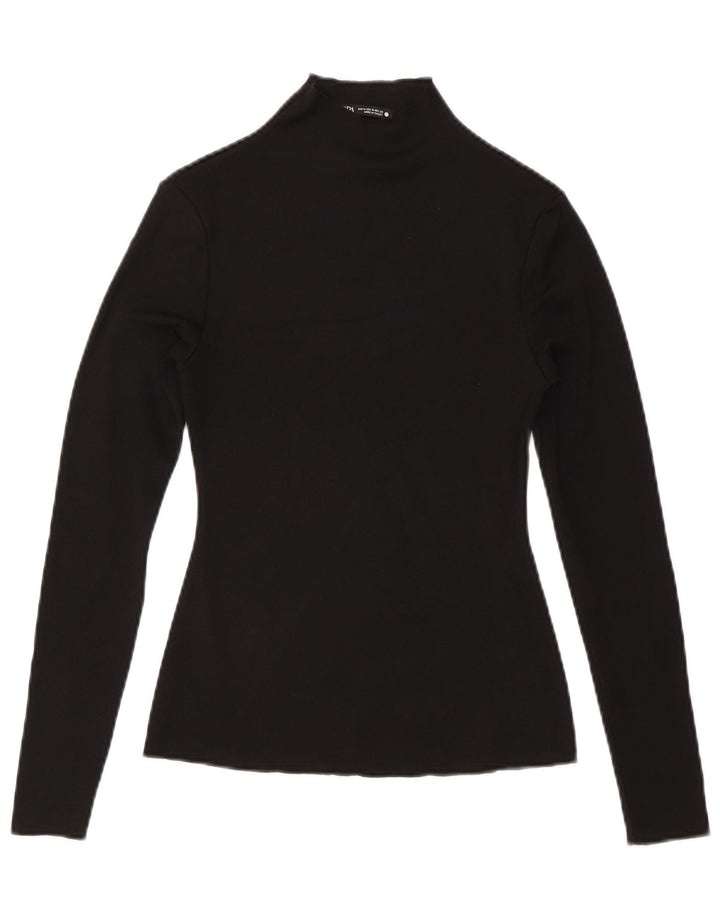 Zara Dametop Langærmet UK 12 Medium Sort Polyester