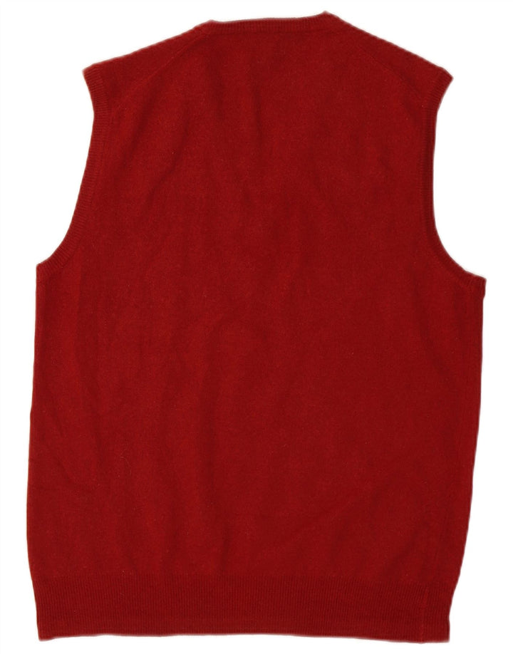 Benetton Herrevest Tank Top IT 52 Large Maroon Virgin Wool