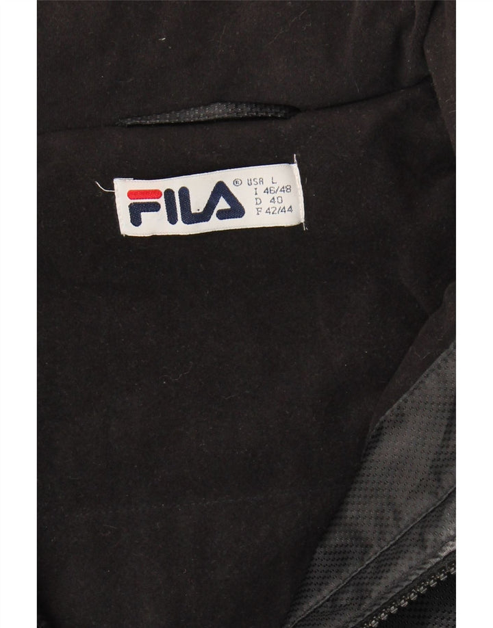 FILA Womens Windbreaker Jacket IT 46/48 Large Black Colourblock Polyamide Vintage Fila and Second-Hand Fila from Messina Hembry 