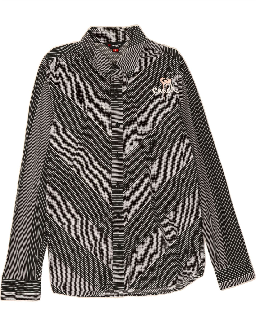 RIP CURL Mens Shirt Large Grey Striped Cotton Vintage Rip Curl and Second-Hand Rip Curl from Messina Hembry 