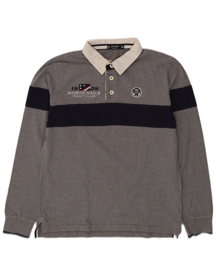 North Sails Herre Grafisk Rugby Polo Shirt Stor Grå Colourblock