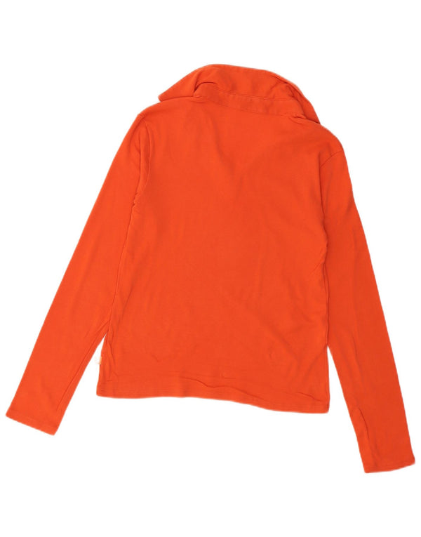 Benetton Womens Long Sleeve Polo Shirt UK 12 Medium Orange