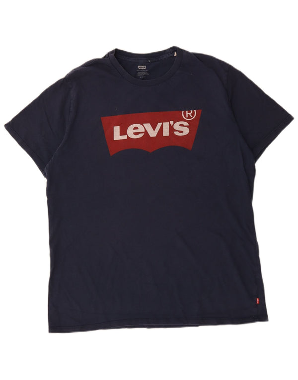 Levi's Herre grafisk T-shirt top XL marineblå bomuld