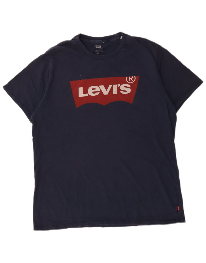 Levi's Herre grafisk T-shirt top XL marineblå bomuld