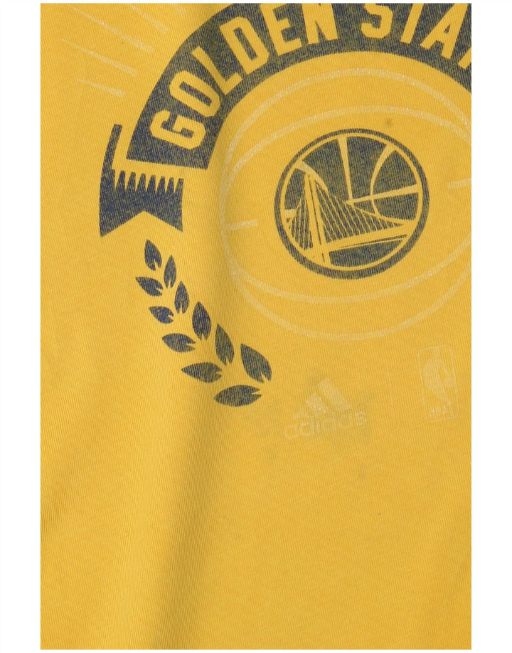 ADIDAS Herre Golden State Warriors Grafisk T-Shirt Top Stor Gul Bomuld