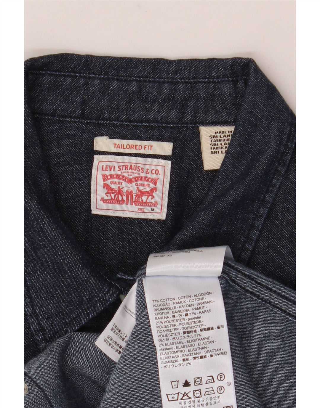 Levi's skræddersyet denimskjorte til kvinder, UK 14 Medium marineblå bomuld