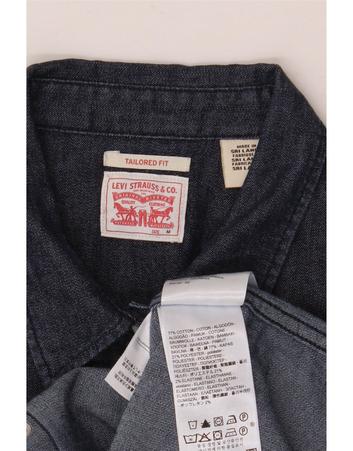 Levi's skræddersyet denimskjorte til kvinder, UK 14 Medium marineblå bomuld