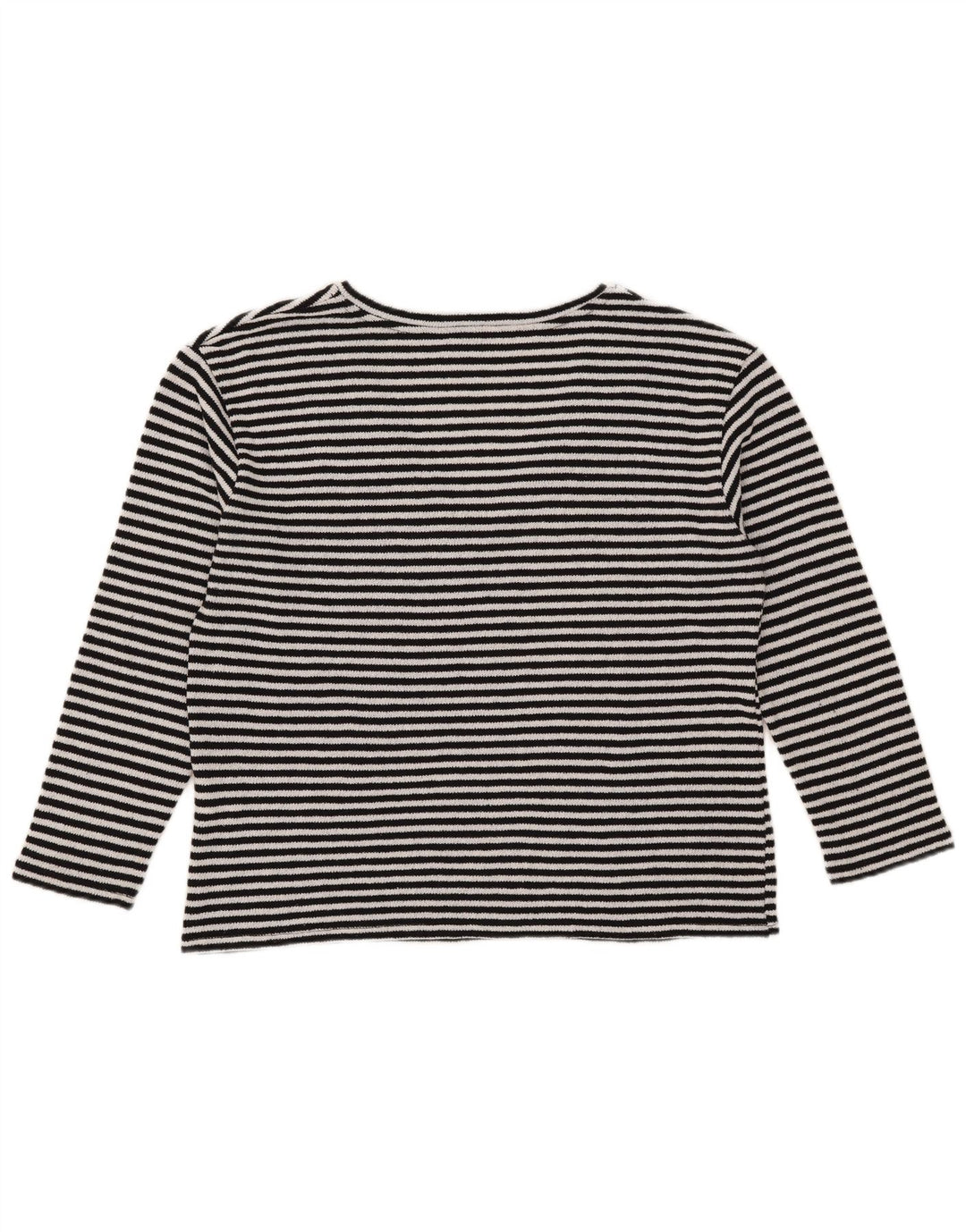 Zara Dame Top Langærmet UK 14 Medium Sort Stribet Bomuld