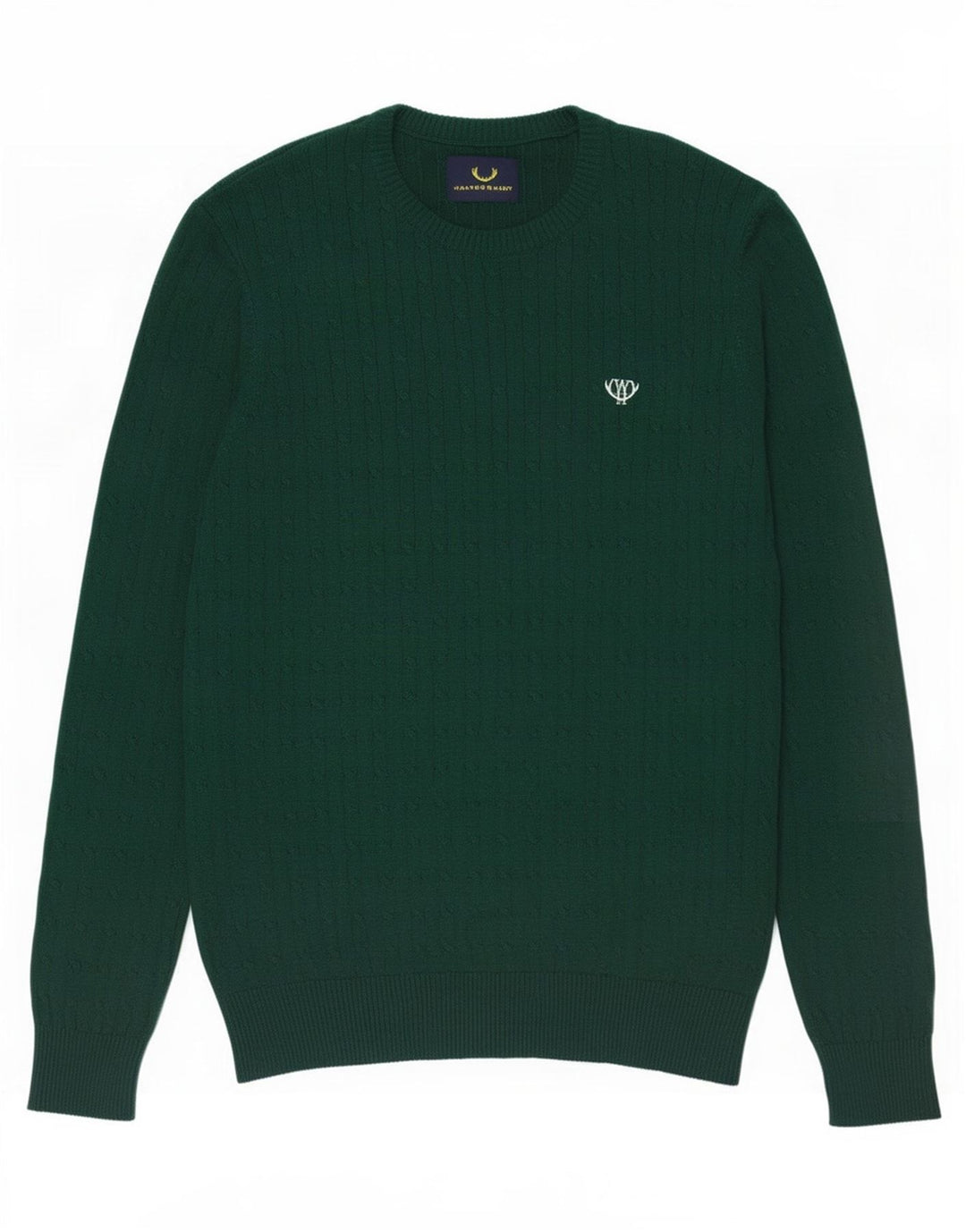Vintage sweater med rund hals til mænd mellemgrøn bomuld