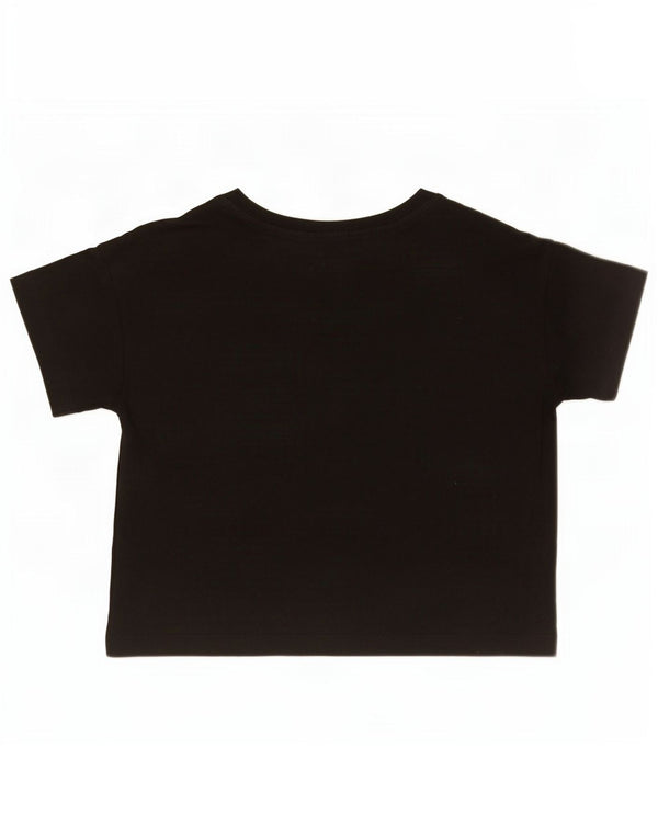 Champion Womens Crop T-Shirt Top UK 6 XS Sort Bomuld