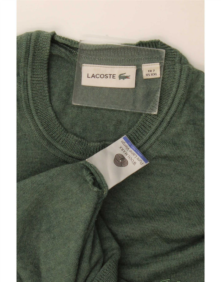 Lacoste Herre Crew Neck Jumper Sweater Størrelse 7 2XL Grøn Virgin Wool