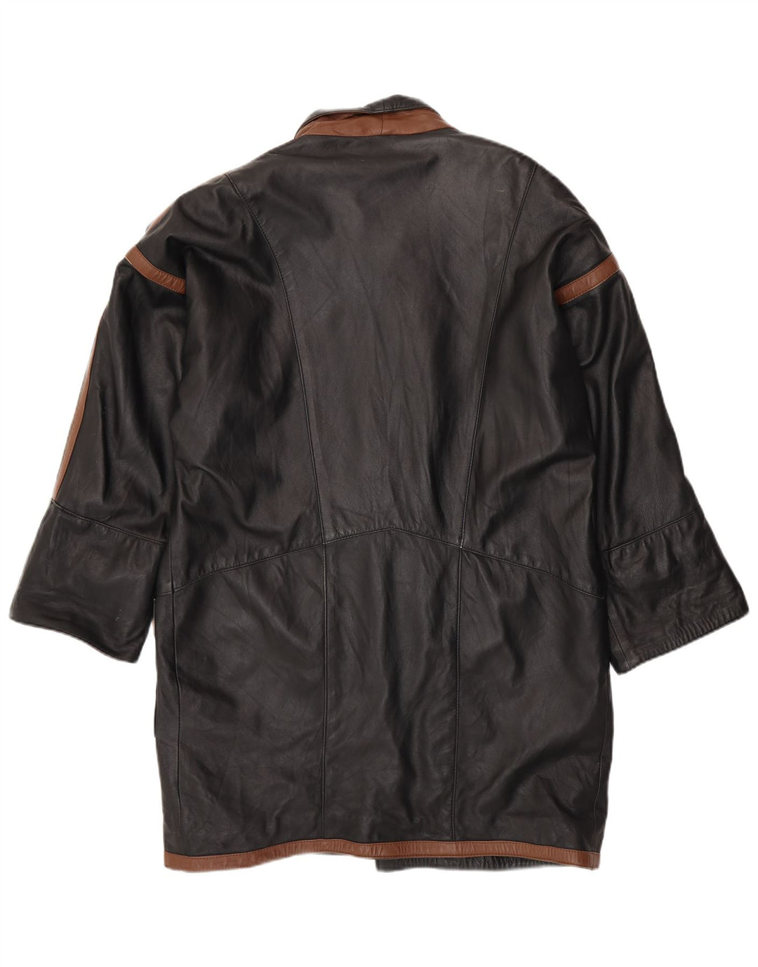 VINTAGE Læderfrakke til mænd UK 40 Stor sort farveblok