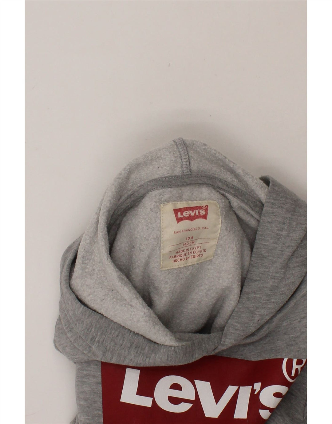 LEVI'S Boys Graphic Hoodie Jumper 9-10 Years Grey Cotton Vintage Levi's and Second-Hand Levi's from Messina Hembry 