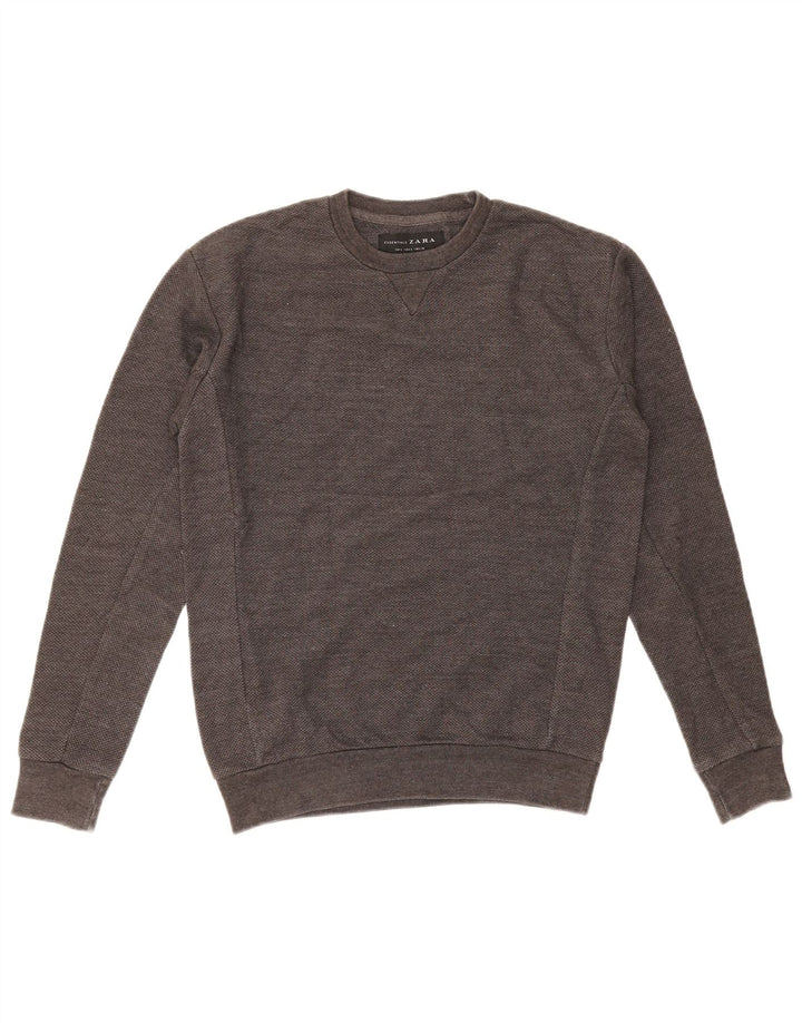 ZARA Sweatshirt til mænd, lille grå bomuld