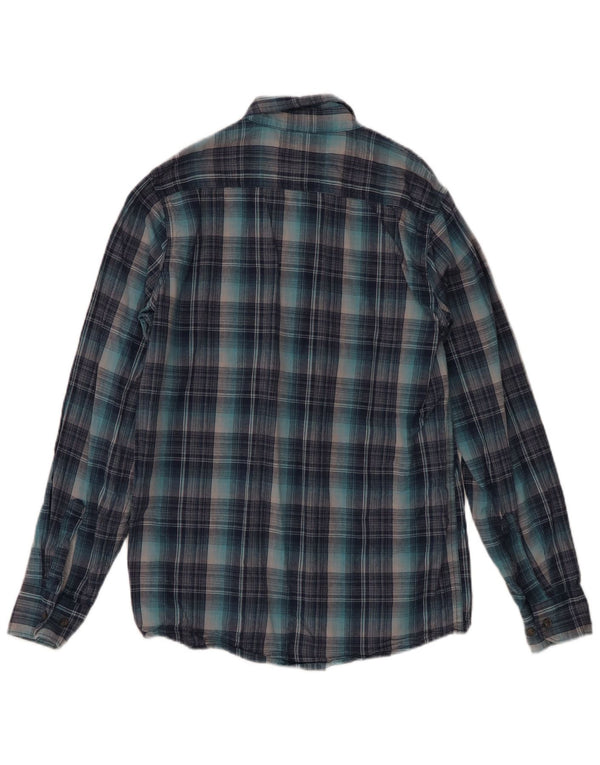 Wrangler Flanelskjorte til mænd, lille blå ternet bomuld