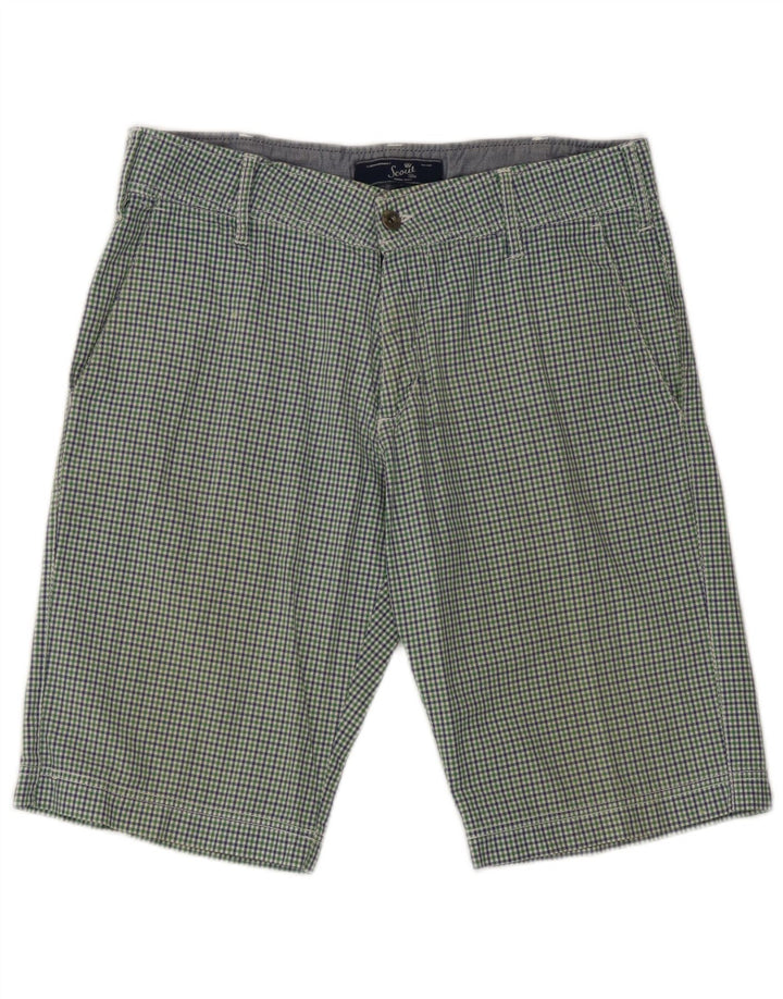 Scout Herre Chino Shorts Large W34 Grøn ternet bomuld
