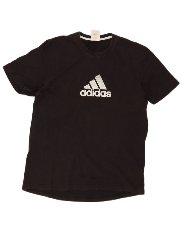 Adidas Herre Grafisk T-Shirt Top UK 42/44 Stor Sort Bomuld