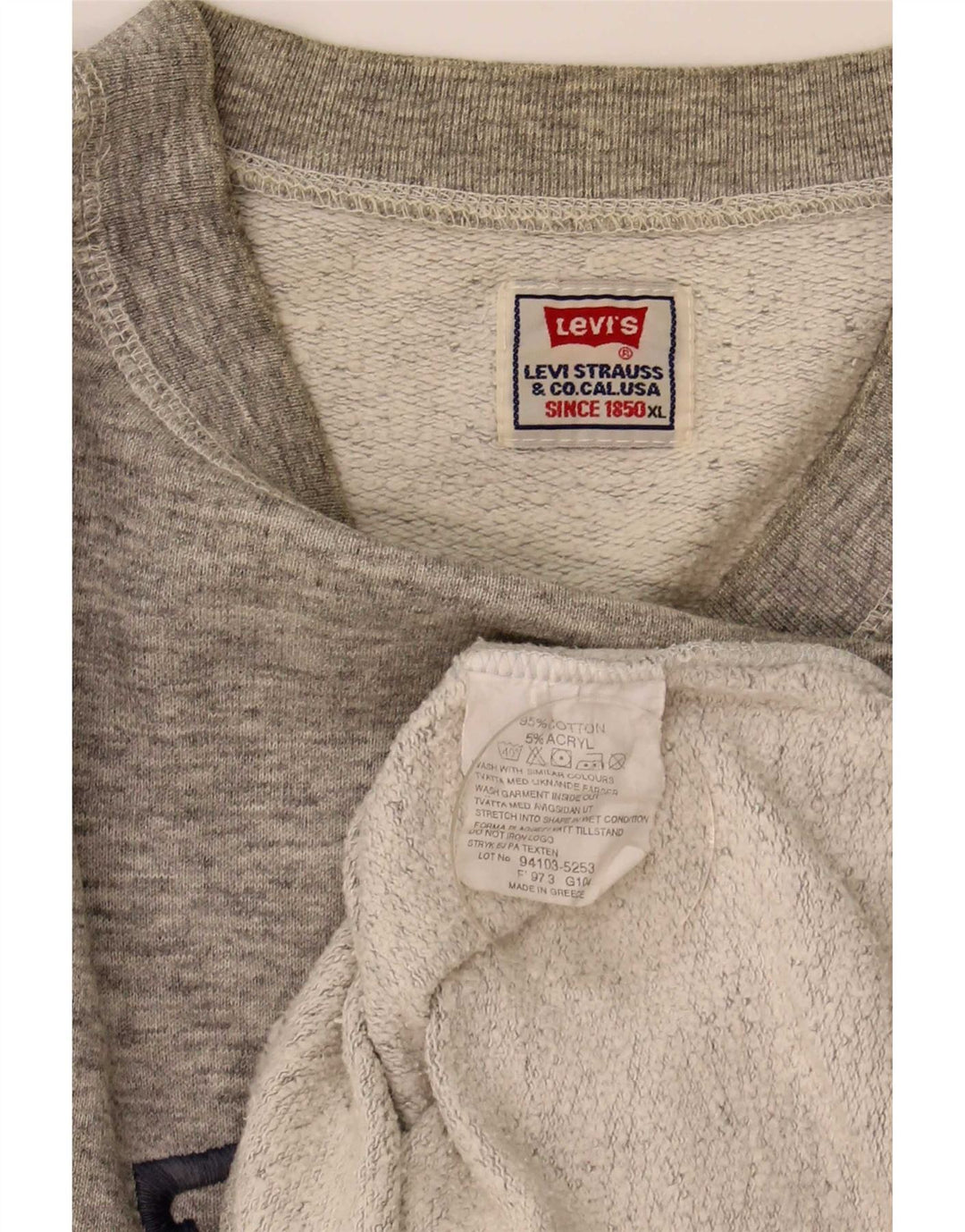 Levi's Herre grafisk sweatshirt XL Grå Flecked Bomuld