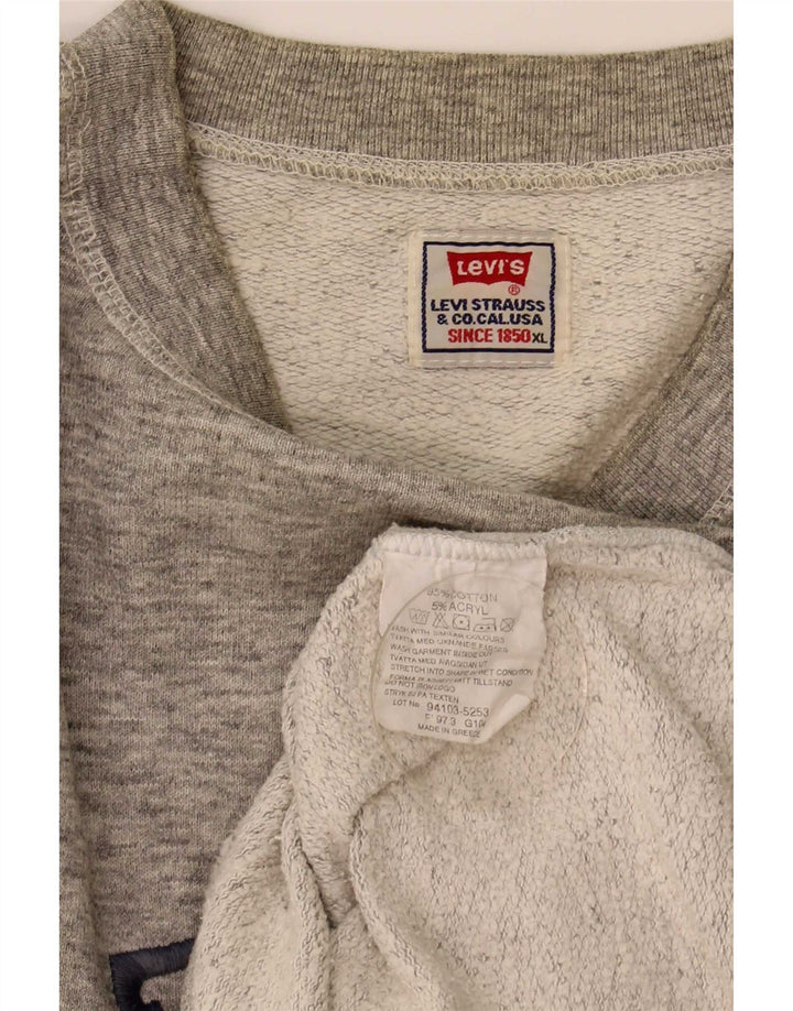 Levi's Herre grafisk sweatshirt XL Grå Flecked Bomuld