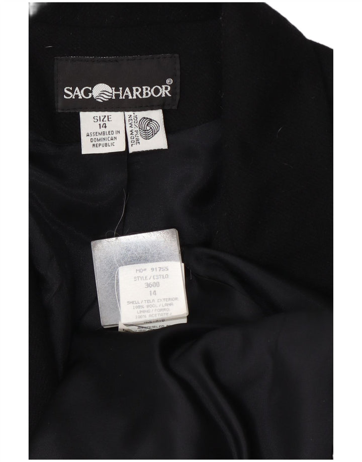 Sag Harbor Dame 1 Knap Blazer Jacket UK 14 Stor Sort Uld