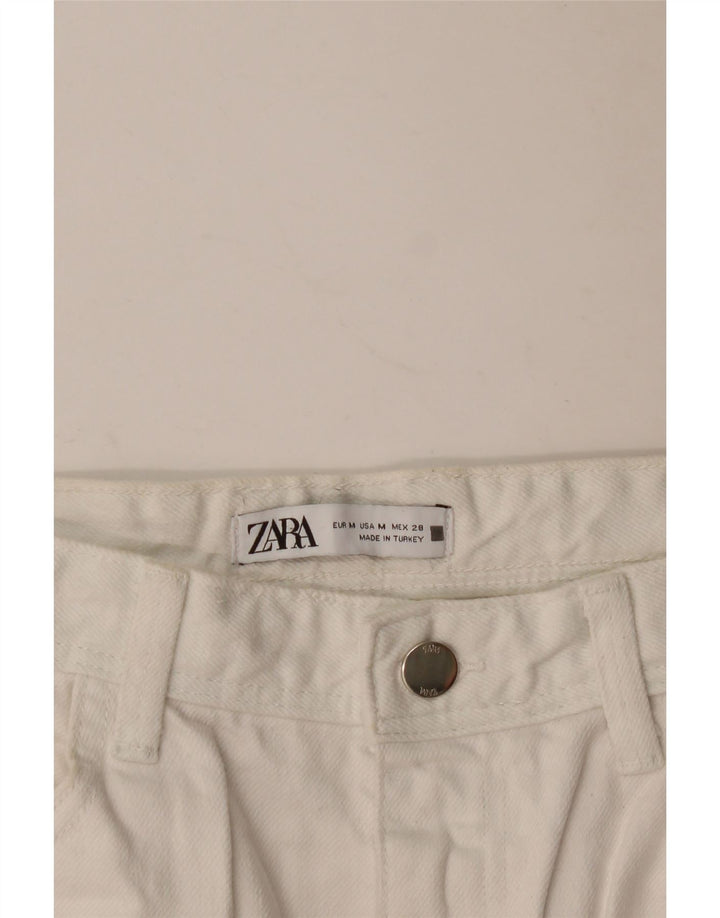 Zara Dame Denim Maxi Nederdel Medium W30 Hvid