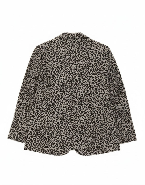 Marks & Spencer Womens Open Blazer Jacket UK 14 Medium Grey Animal Print