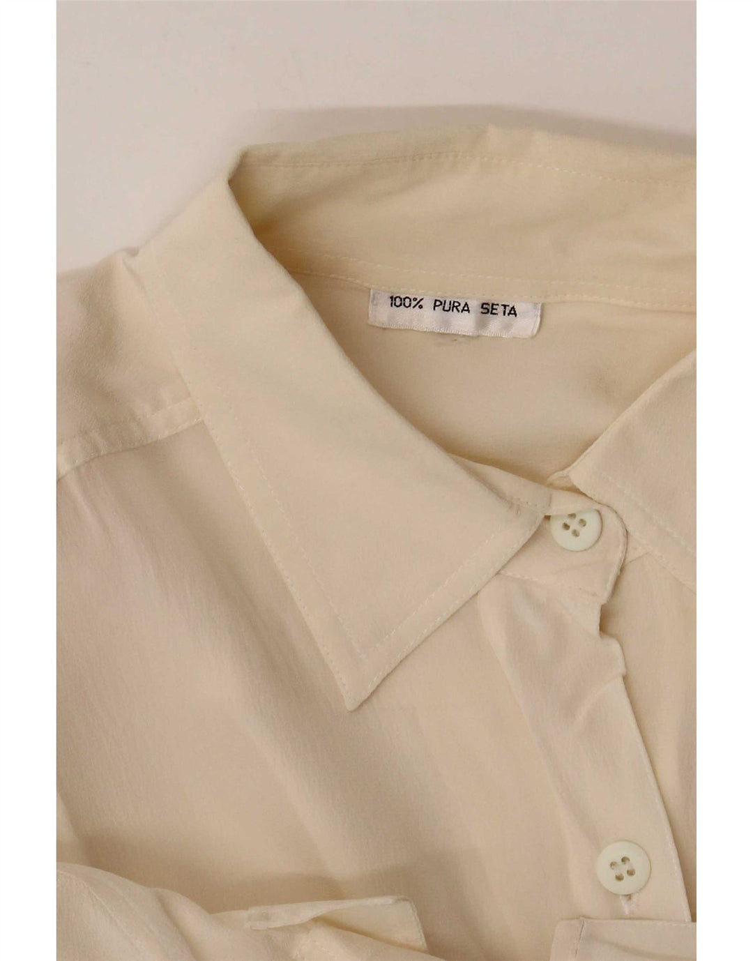 Vintage dameskjorte bluse UK 12 Medium Off White Silke
