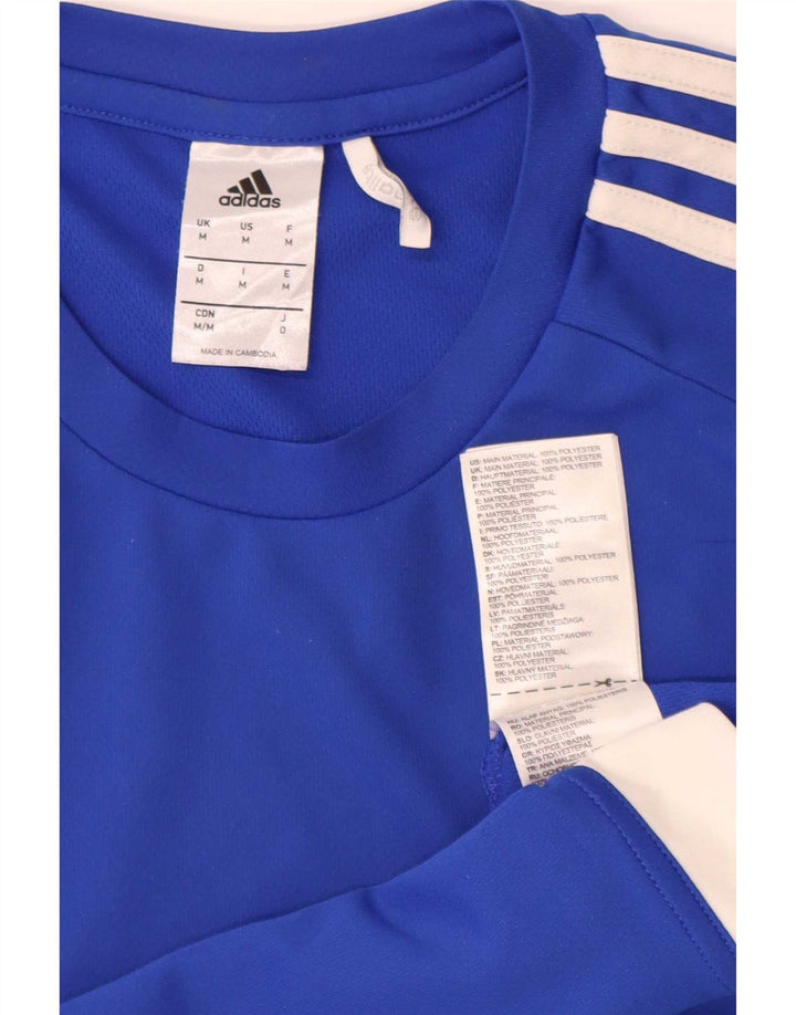 Adidas Herre Climalite T-Shirt Top Medium Blue Colourblock Polyester