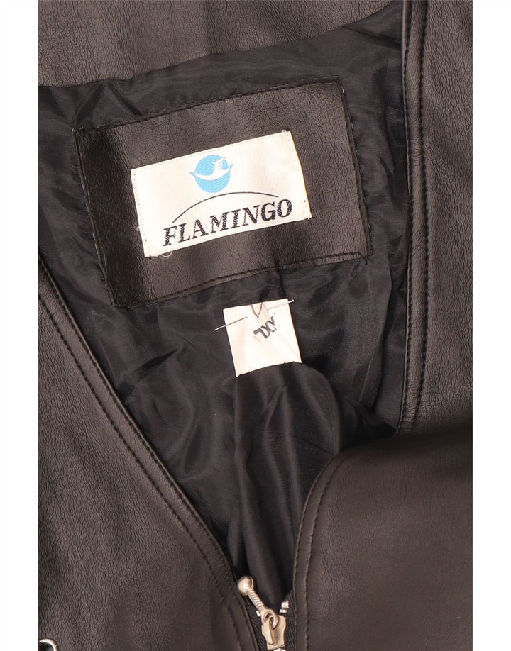 Vintage dame læder vest UK 20 2XL Sort