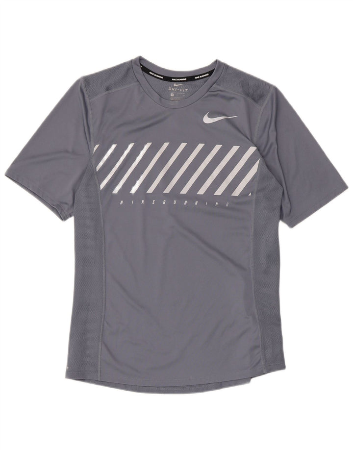 Nike Herre Dri Fit grafisk T-shirt top lille grå polyester