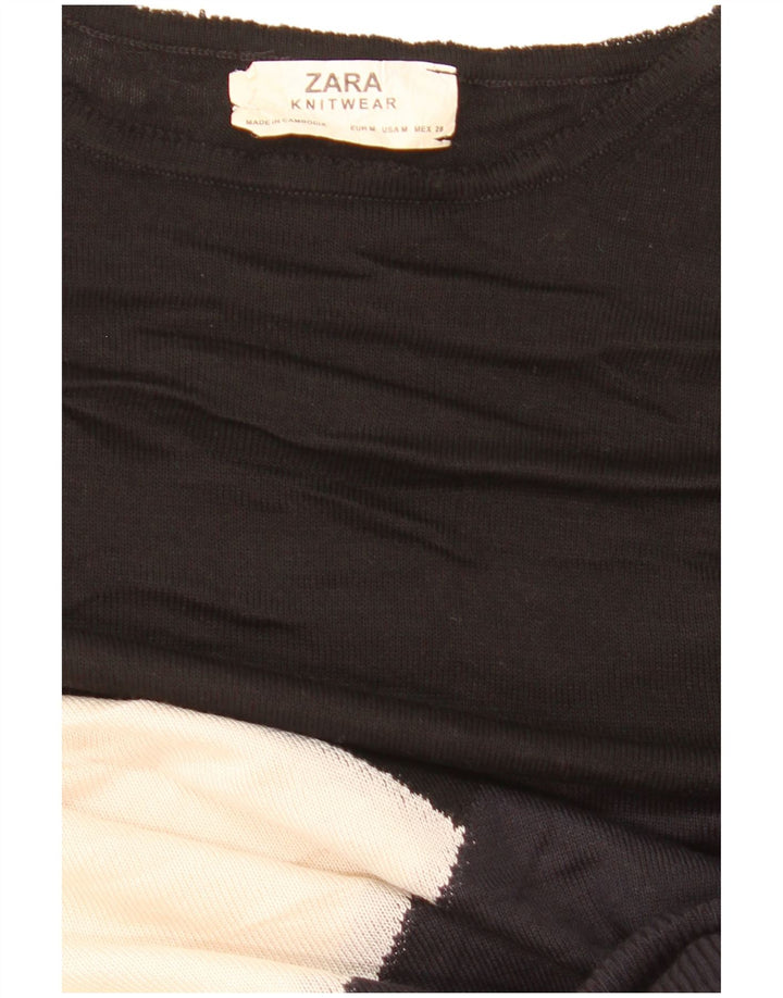 Zara Dame Boat Neck Jumper Sweater UK 14 Medium Multicolored Colourblock