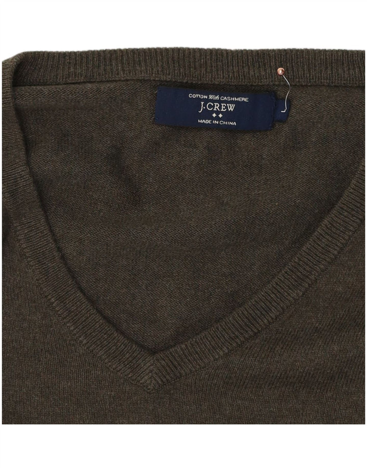 J. CREW Herre V-hals sweater Stor Khaki Bomuld